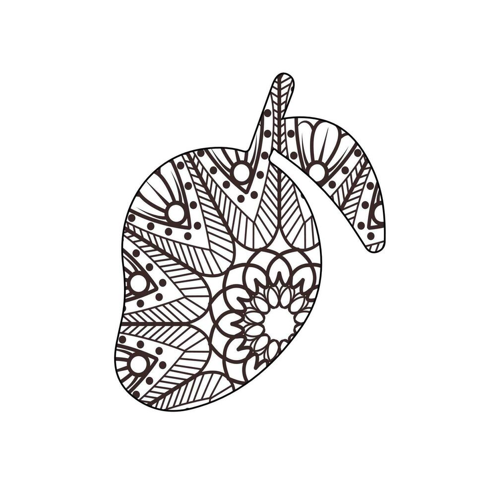 Vector fruit mandala coloring page for adults illustration art