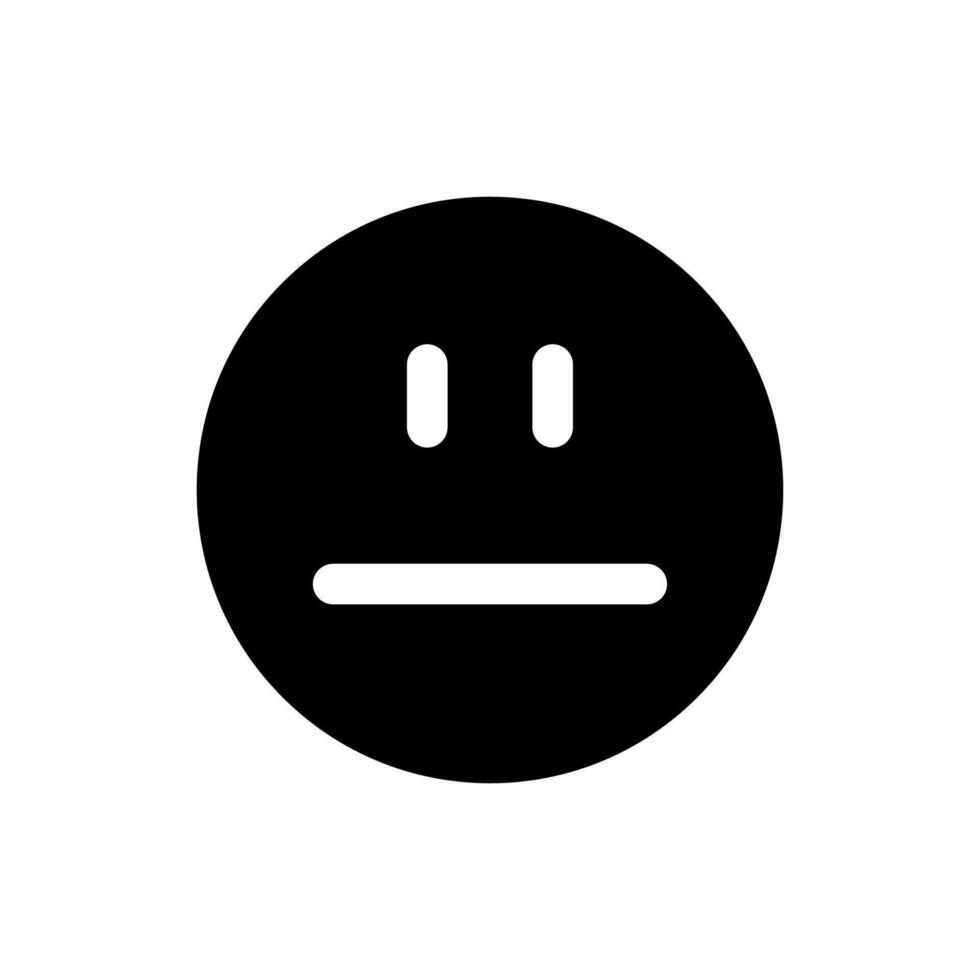 Neutral face black glyph ui icon. Emotional expression. Customer feedback. User interface design. Silhouette symbol on white space. Solid pictogram for web, mobile. Isolated vector illustration