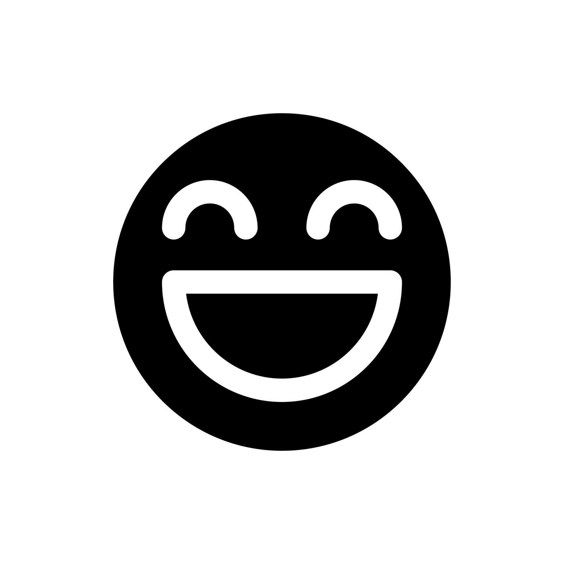 Laughing face black glyph ui icon. Feelings expression. Online