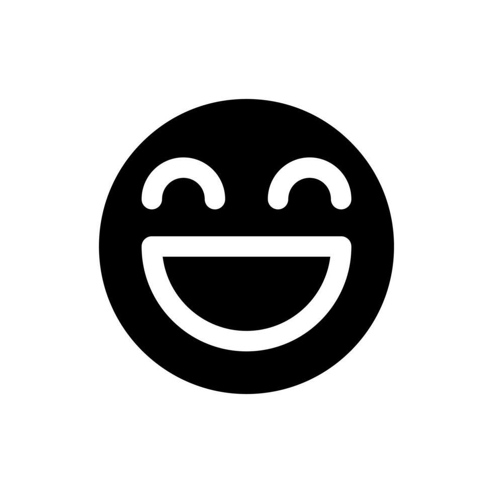 Laughing face black glyph ui icon. Feelings expression. Online communication. User interface design. Silhouette symbol on white space. Solid pictogram for web, mobile. Isolated vector illustration