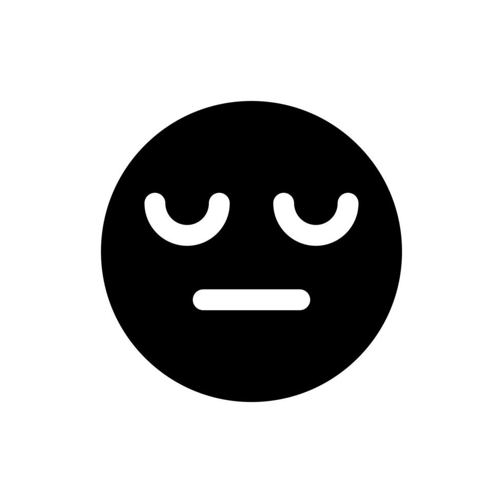 Sleepy face black glyph ui icon. Indifferent emotion. Feelings expression. User interface design. Silhouette symbol on white space. Solid pictogram for web, mobile. Isolated vector illustration