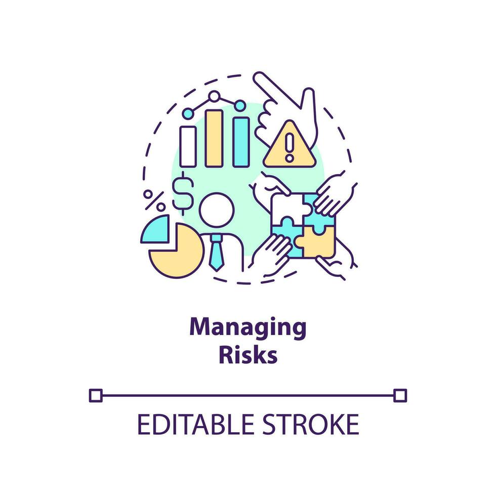 Managing risks concept icon. Events prediction. Venture capital financing benefit abstract idea thin line illustration. Isolated outline drawing. Editable stroke vector