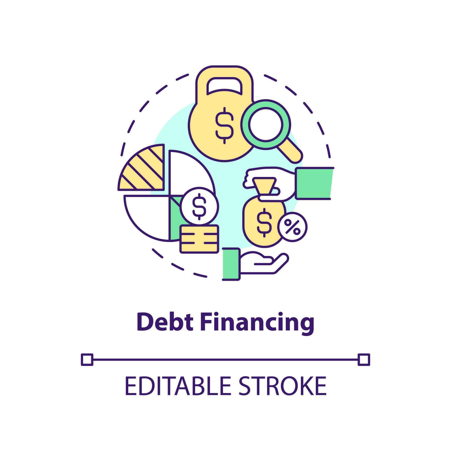 Debt financing concept icon. Financial payment. IT fundraising tip