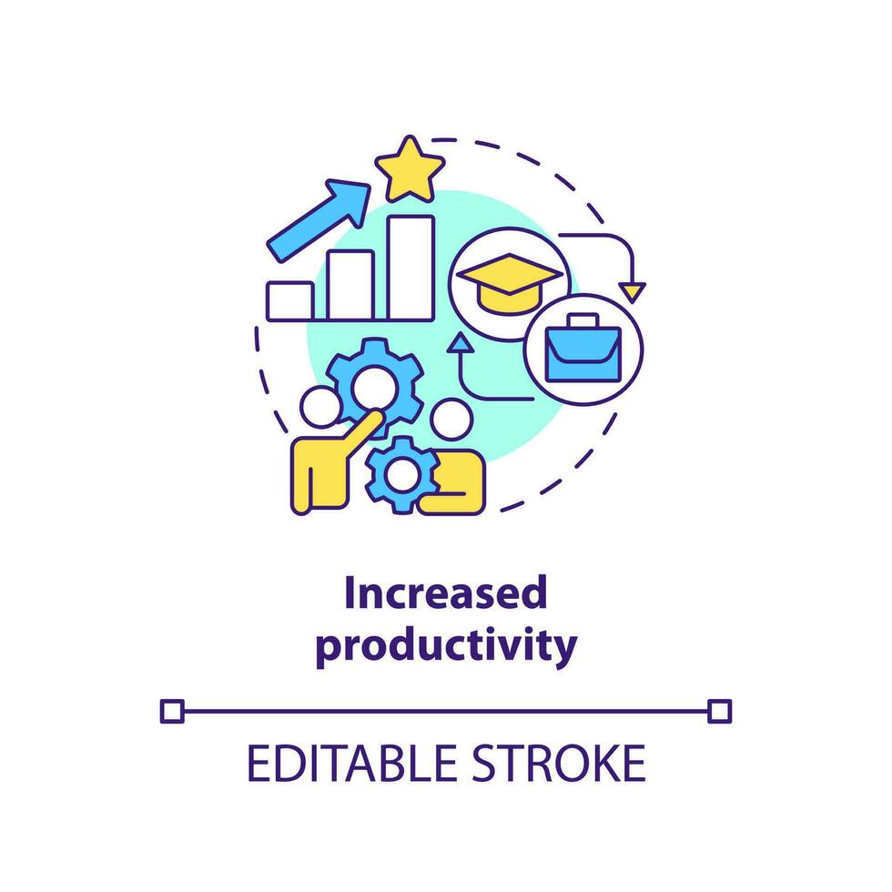 Increased productivity concept icon. Improve efficiency. Economic growth. Professional development. Training program abstract idea thin line illustration. Isolated outline drawing. Editable stroke vector