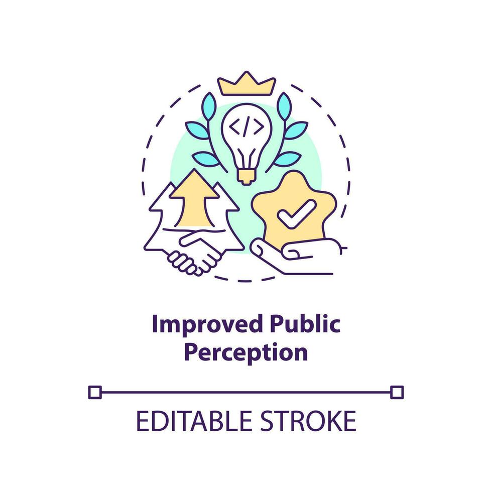 Improved public perception concept icon. Venture capital financing benefit abstract idea thin line illustration. Isolated outline drawing. Editable stroke vector