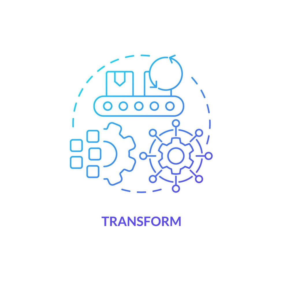 Transform blue gradient concept icon. Efficiency improvement. Converting internal to external abstract idea thin line illustration. Isolated outline drawing vector