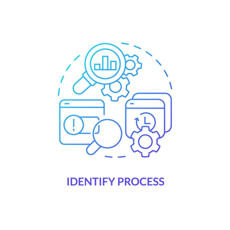 Identify process blue gradient concept icon. SMED usage. Lean ...