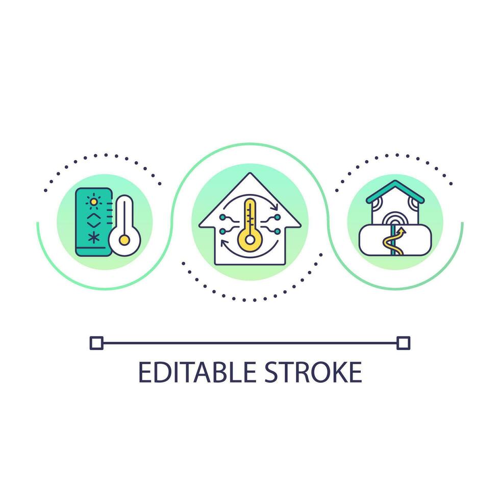 Heating system for home loop concept icon. Geothermal renewable energy. House pump system abstract idea thin line illustration. Isolated outline drawing. Editable stroke vector