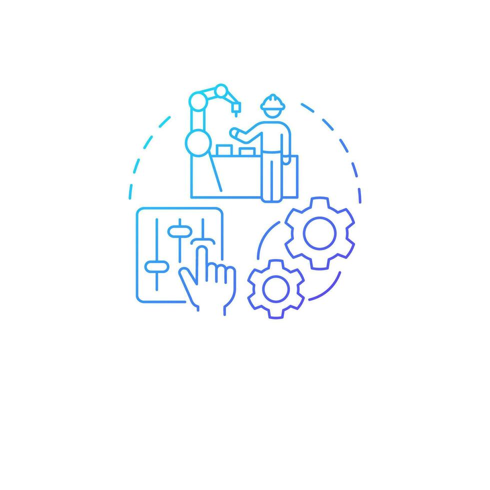 Adjust prior to changeover blue gradient concept icon. Machine setup. Production process improvement abstract idea thin line illustration. Isolated outline drawing vector