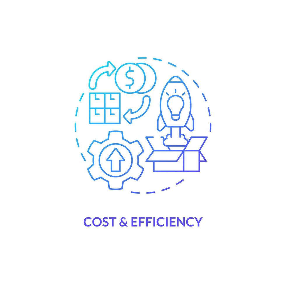 Cost and efficiency blue gradient concept icon. SMED benefit. Expense reduction. Quick changeover abstract idea thin line illustration. Isolated outline drawing vector