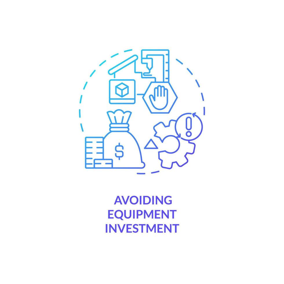 Avoiding equipment investment blue gradient concept icon. Cost savings. Capacity limitations abstract idea thin line illustration. Isolated outline drawing vector