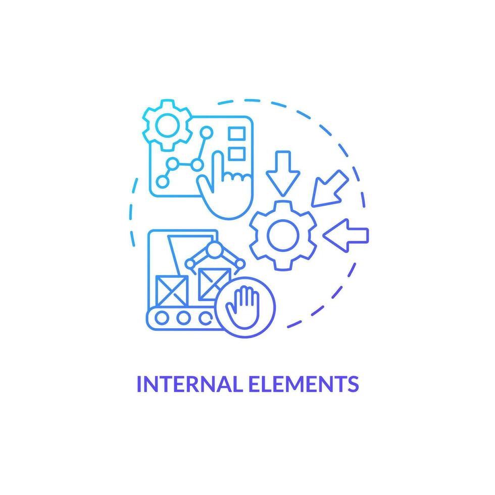 Internal elements blue gradient blue gradient concept icon. Setup time reduction. SMED method abstract idea thin line illustration. Isolated outline drawing vector
