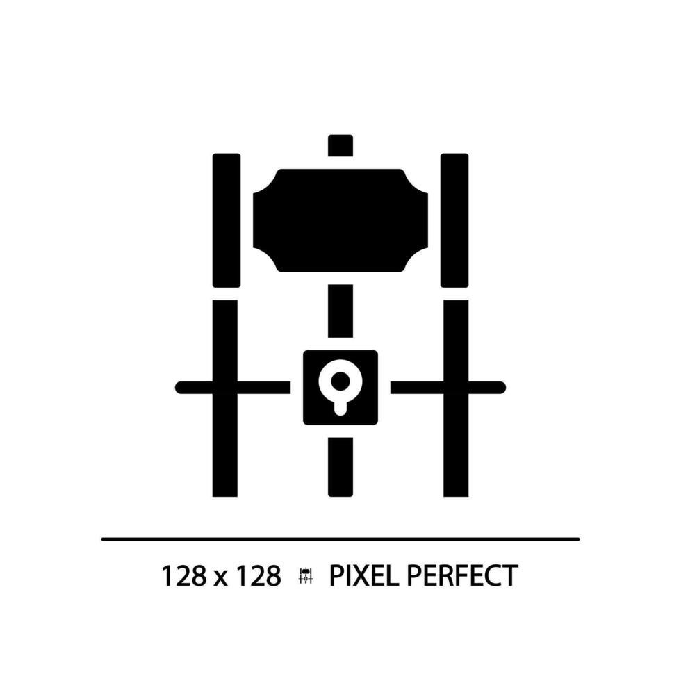 sentencia píxel Perfecto rgb color icono. ley Corte veredicto. crimen castigo decisión. legal regulación proceso. silueta símbolo en blanco espacio. sólido pictograma. vector aislado ilustración