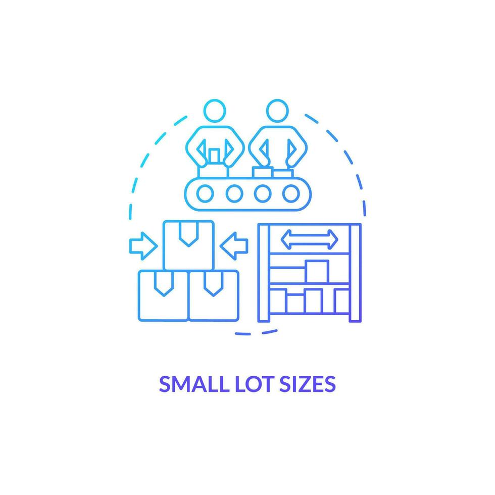 Small lot sizes blue gradient concept icon. Operations management. Storage cost reduction abstract idea thin line illustration. Isolated outline drawing vector