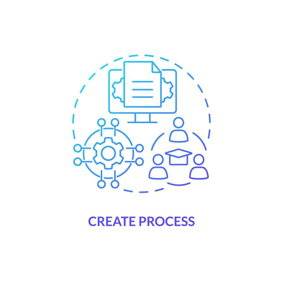 Create process blue gradient concept icon. Work instructions. SMED analysis. Standardized workflow abstract idea thin line illustration. Isolated outline drawing vector