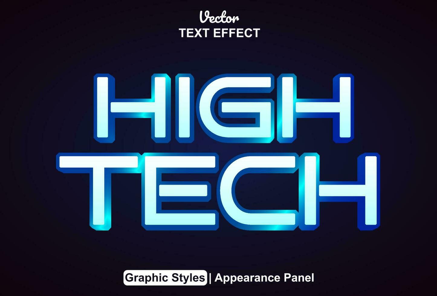 hightech text effect blue color graphic style and editable. vector