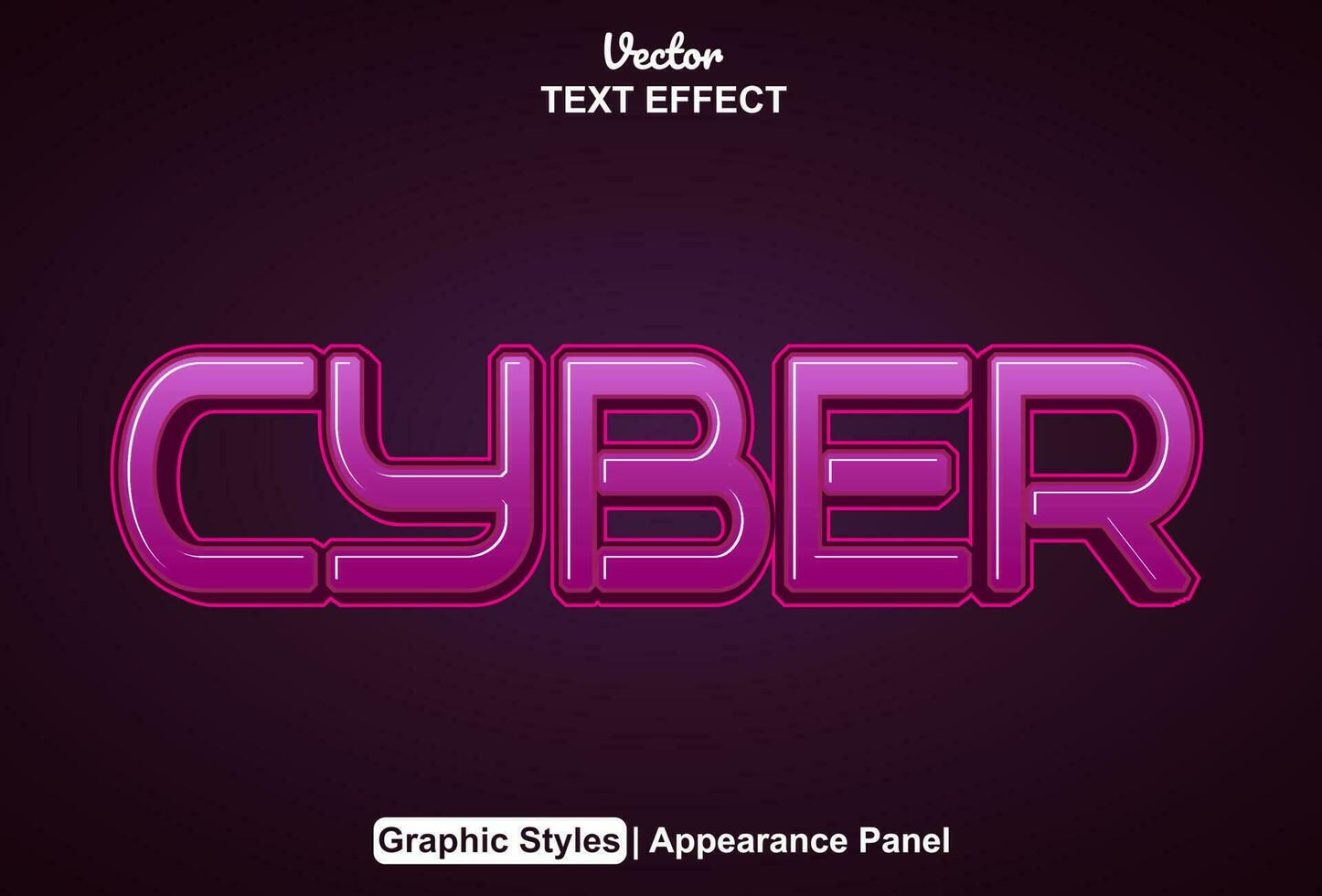 cyber text effect pink color graphic style and editable. vector