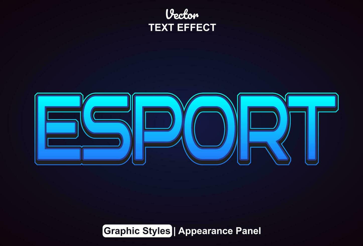 esport text effect with blue graphic style and editable vector