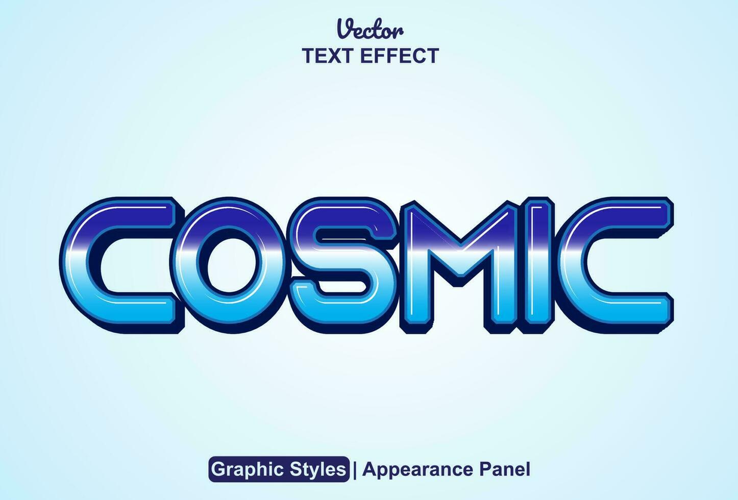 cosmic text effect with blue color graphic style and editable. vector