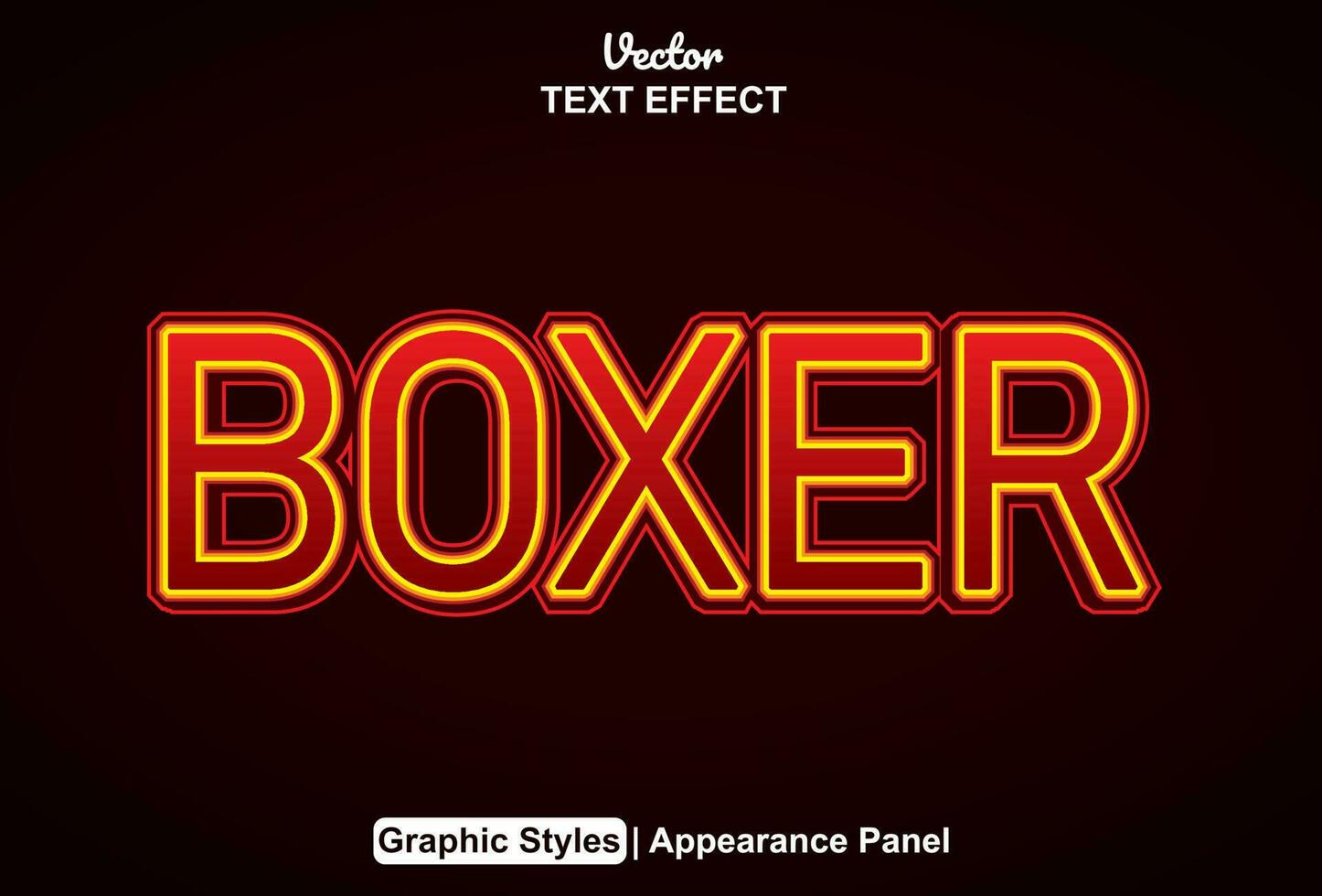 Boxer texto efecto con rojo gráfico estilo y editable. vector