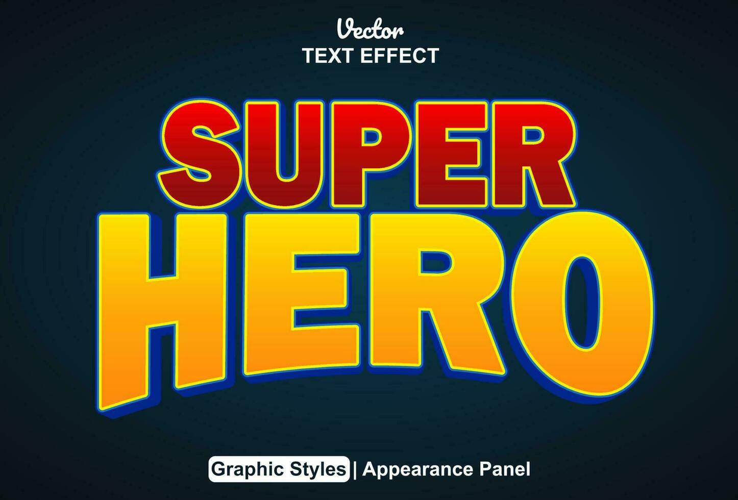 super hero text effect with yellow graphic style and editable vector