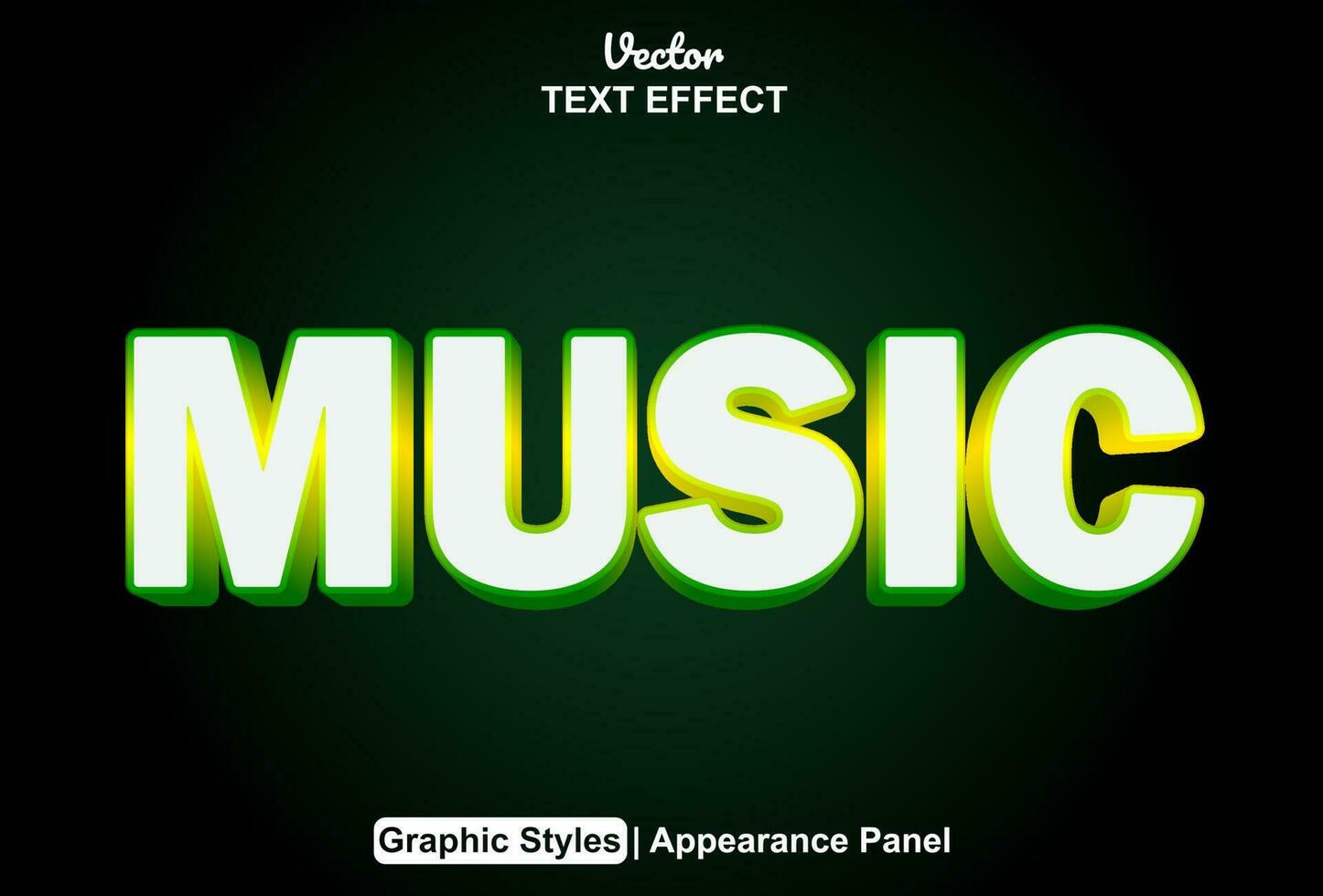 música texto efecto con verde gráfico estilo y editable. vector
