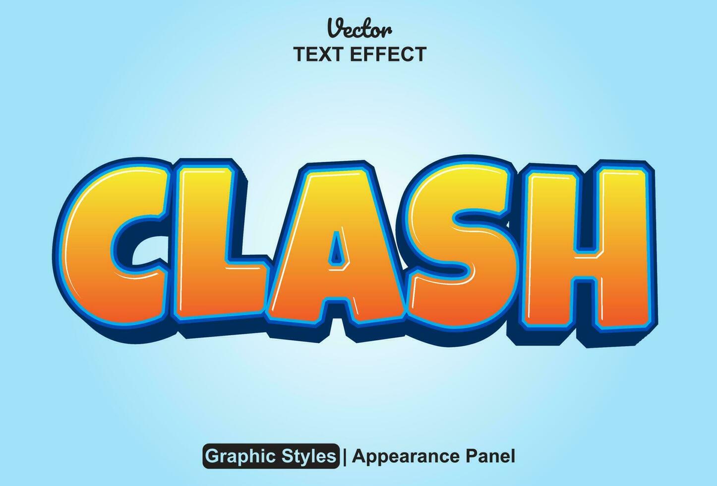 clash text effect with orange graphic style and editable. vector