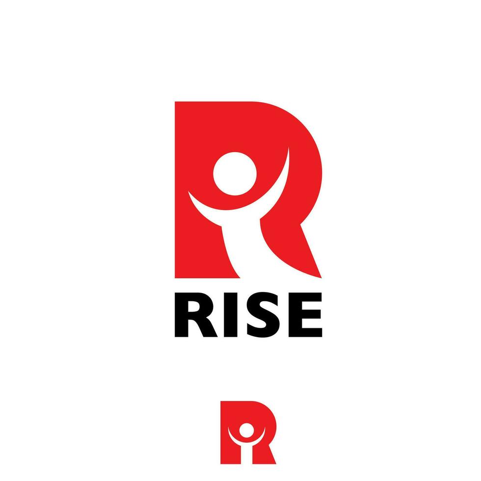 R letter RISE letter based logo symbol. vector