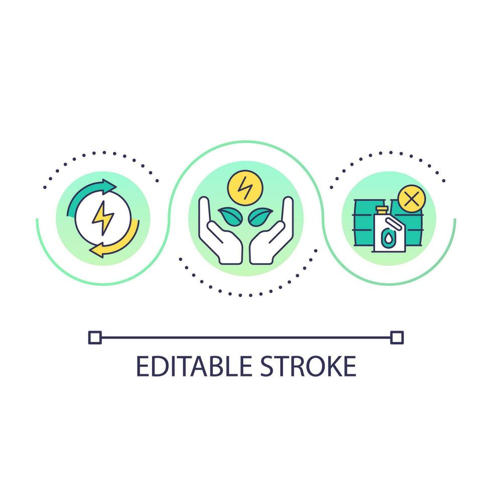 renovable alternativa energía lazo concepto icono. evitar combustible uso. limpiar electricidad resumen idea Delgado línea ilustración. aislado contorno dibujo. editable carrera vector