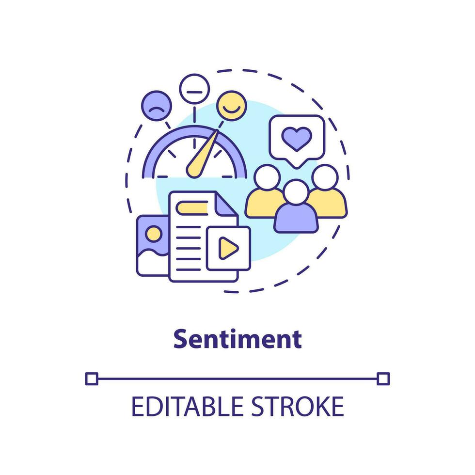 Sentiment concept icon. Users reaction to content. Social media advertising metric abstract idea thin line illustration. Isolated outline drawing. Editable stroke vector