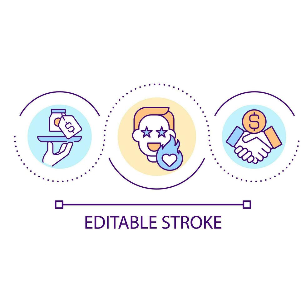 Unique offer for customer loop concept icon. Presentation of innovative product. Promotion abstract idea thin line illustration. Isolated outline drawing. Editable stroke vector