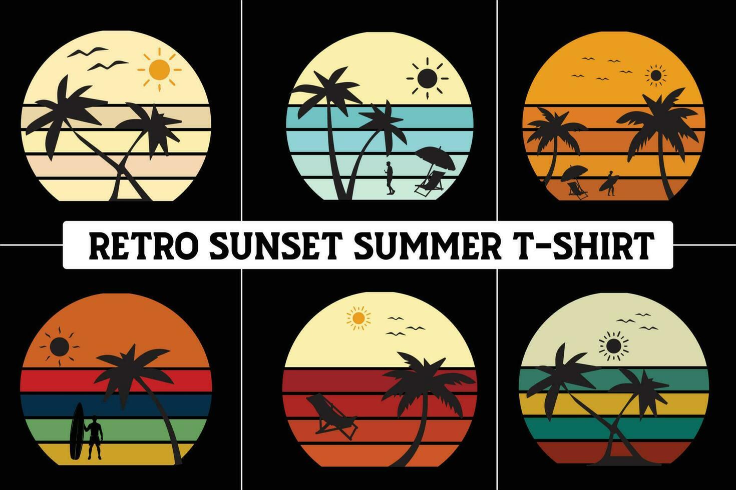 New Retro Vintage summer sunset art vector free download