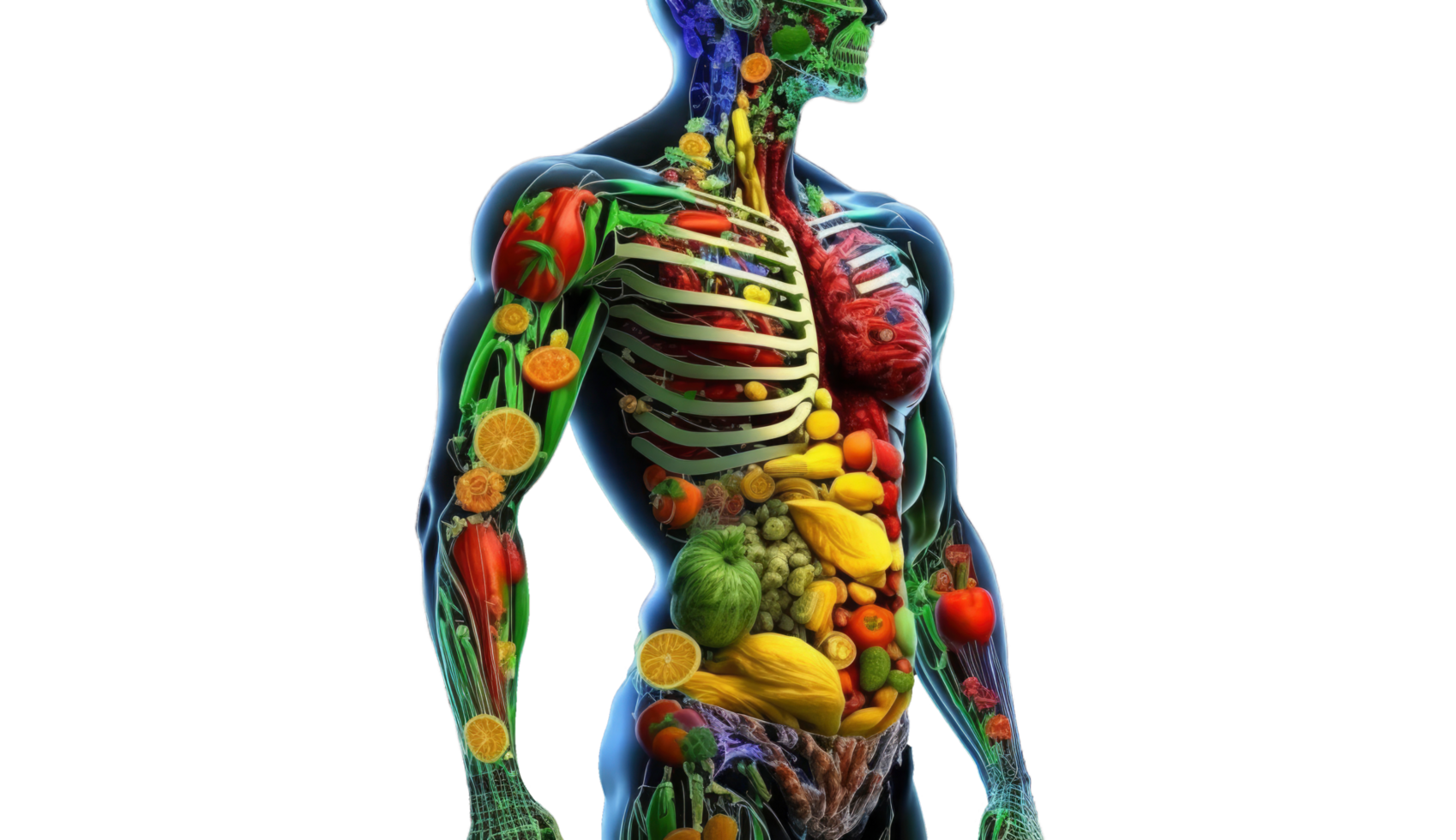 Fresh food in human body isolated on Transparent background Nutrition Fresh food in human body isolated on Transparent background Nutrition