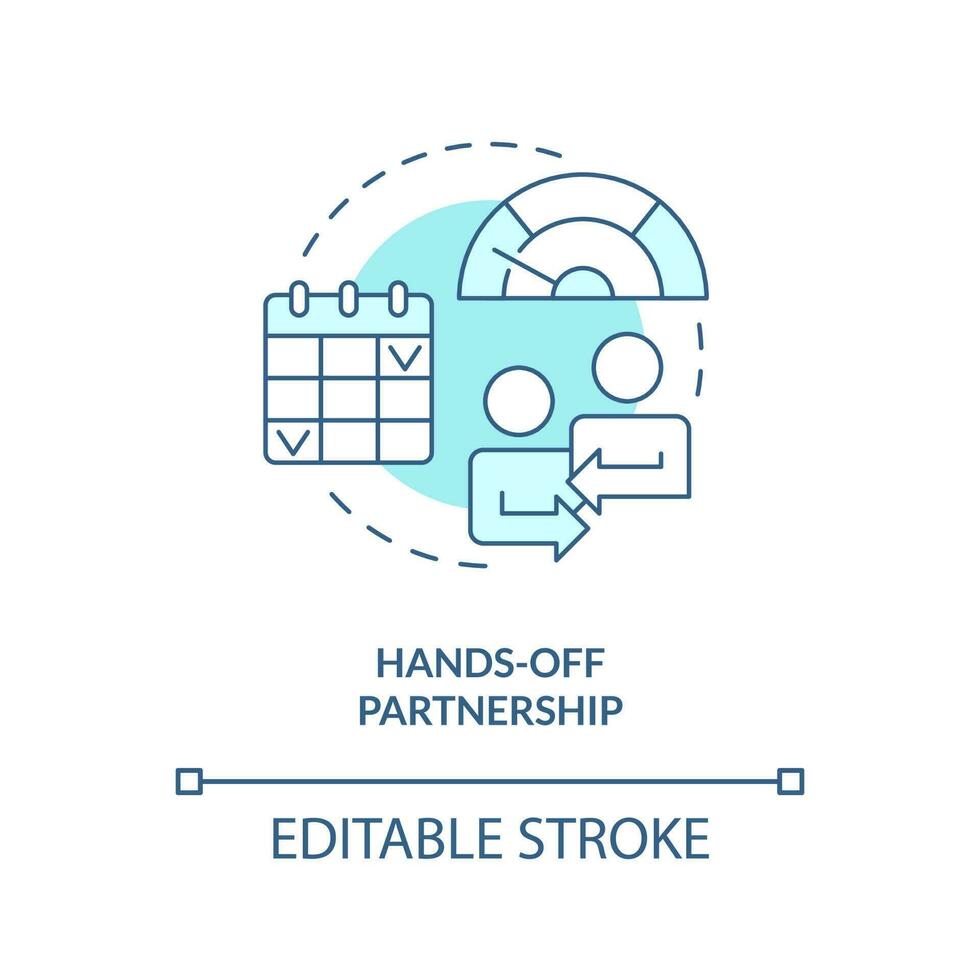 Hands off partnership turquoise concept icon. Benefit of alternative lending abstract idea thin line illustration. Isolated outline drawing. Editable stroke vector