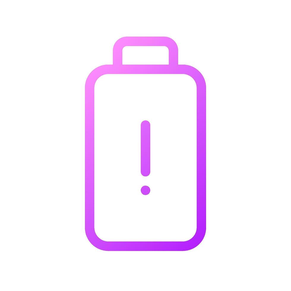 Low battery level pixel perfect gradient linear ui icon. Wellbeing issue. Tired, exhausted. Accumulator. Line color user interface symbol. Modern style pictogram. Vector isolated outline illustration