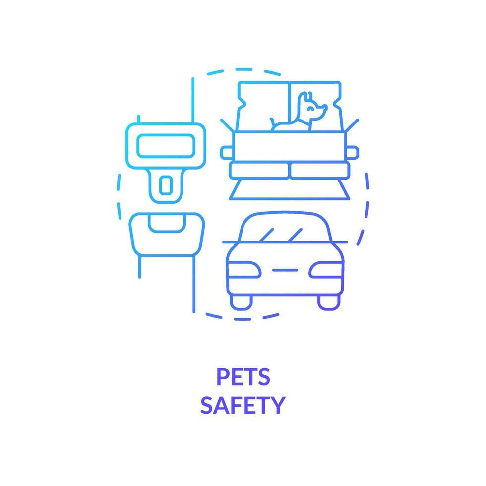 Pets safety while traveling blue gradient concept icon. Domestic animal seat belts. Protection. Cargo hold abstract idea thin line illustration. Isolated outline drawing vector