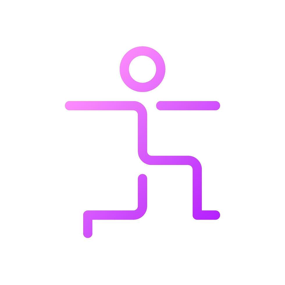 Warrior pose pixel perfect gradient linear ui icon. Healthy and active lifestyle. Stretching. Yoga asana. Line color user interface symbol. Modern style pictogram. Vector isolated outline illustration