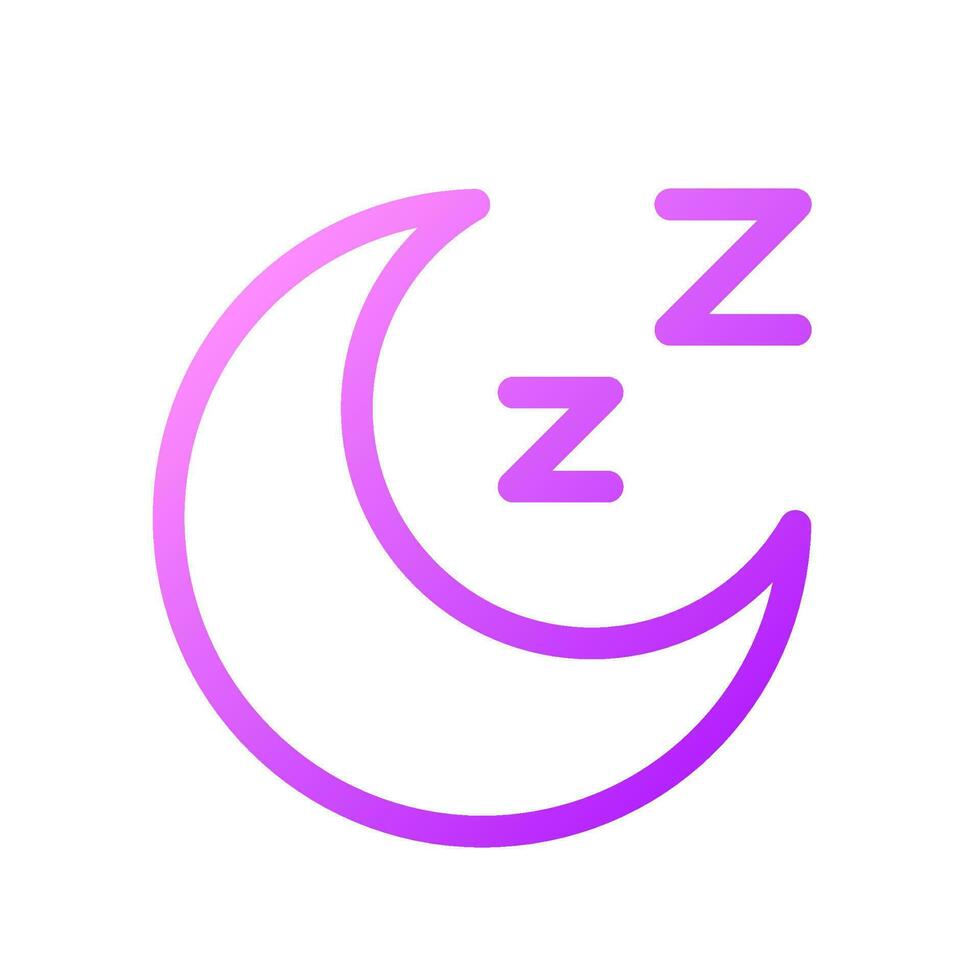 Sleep pixel perfect gradient linear ui icon. Sleeping mode. Muted sound. Relaxation time. Bedtime. Line color user interface symbol. Modern style pictogram. Vector isolated outline illustration
