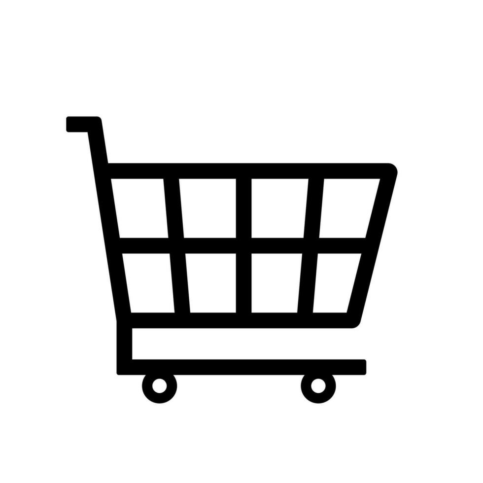 Black Line Shopping Cart Checkout Icon Vector