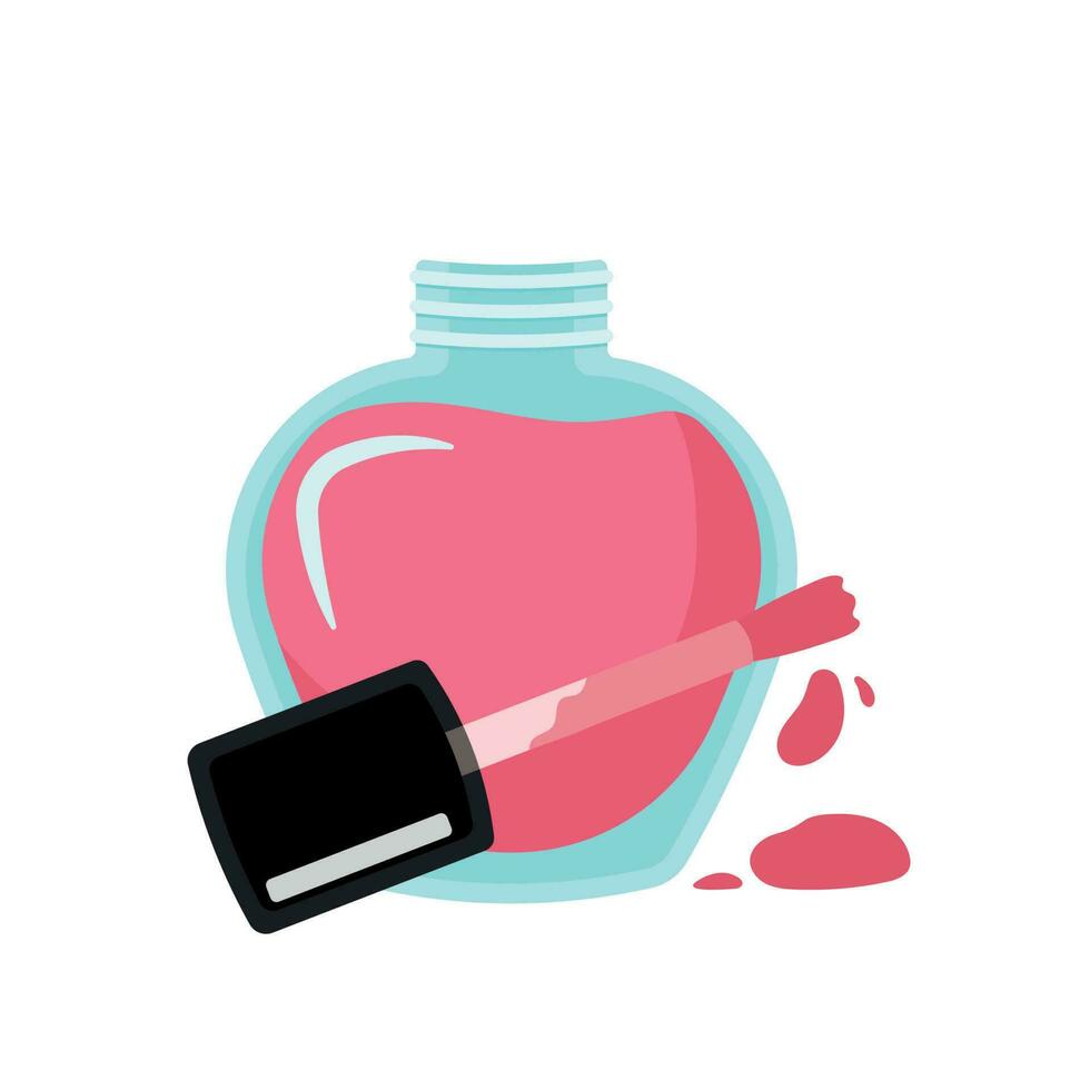 Opened Pink Nail Polish Icon for Manicure Pedicure Vector Illustration