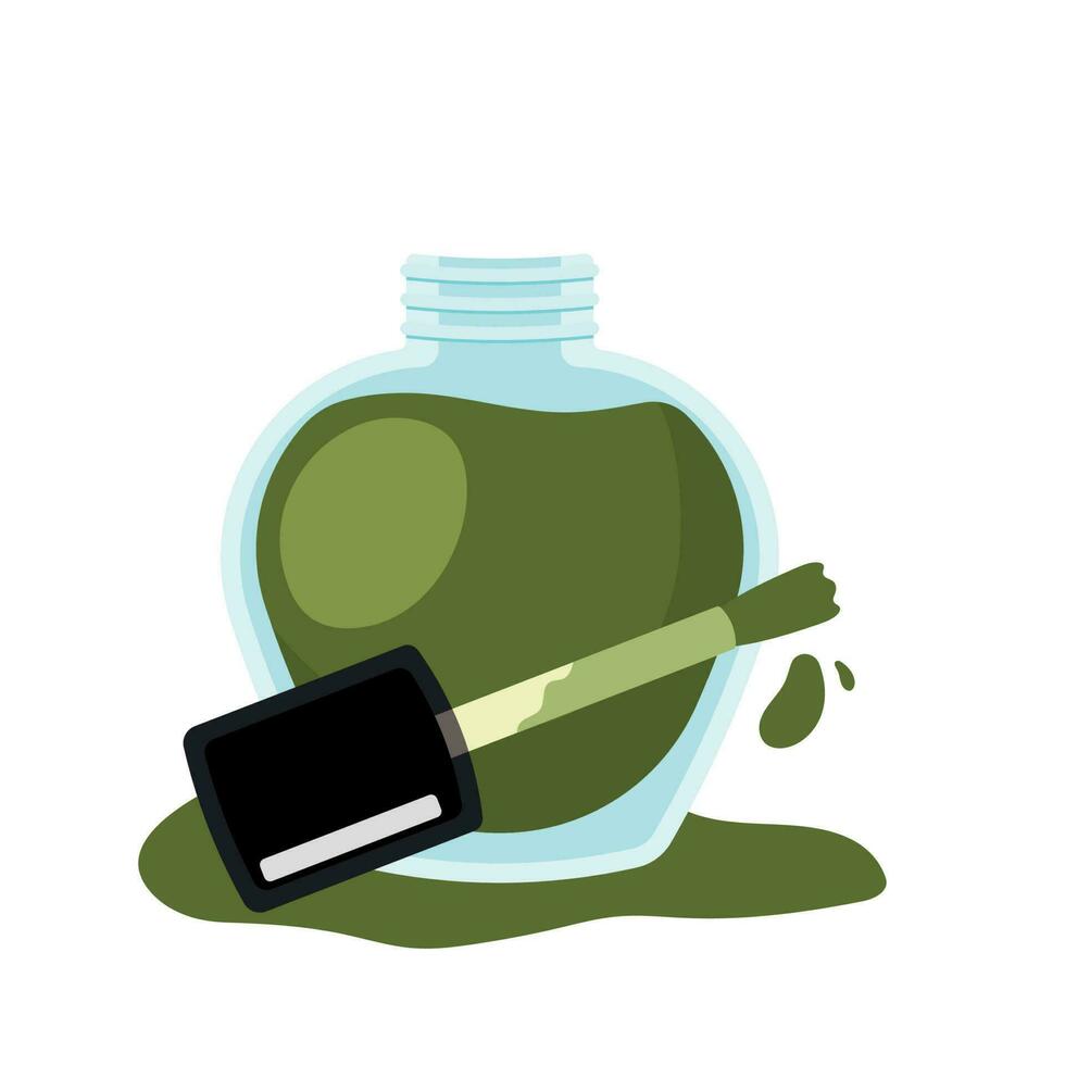 Opened Green Nail Polish Icon for Manicure Pedicure Vector Illustration