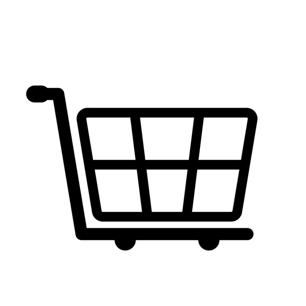 Black Line Shopping Cart Checkout Icon Vector