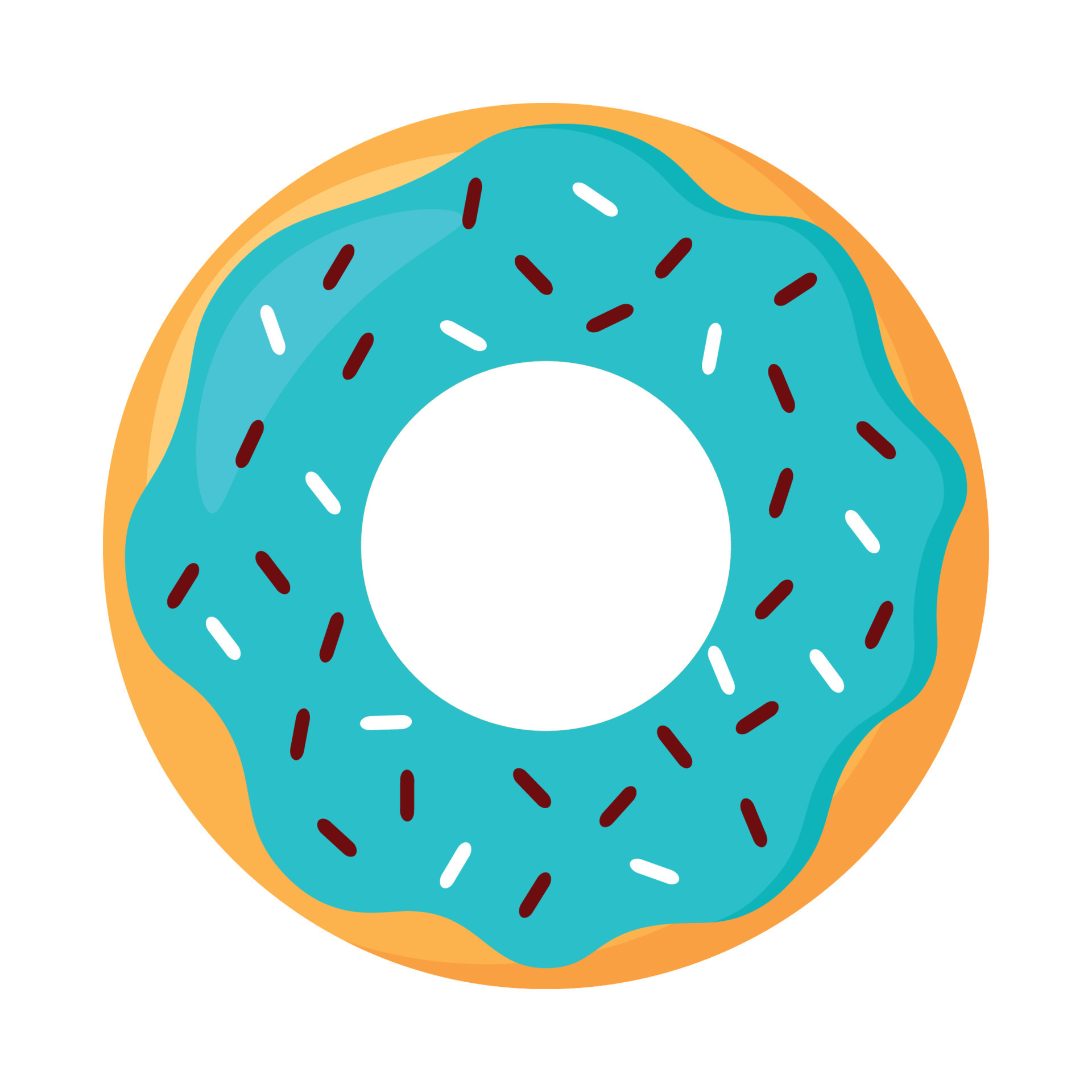 Donuts Doodle with Chocolate Sprinkles in Food Cartoon Animated Vector