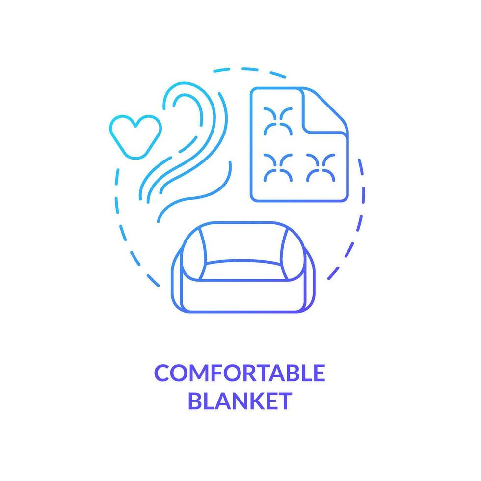 Provide soft blanket for pets blue gradient concept icon. Comfortable trip tip. Long traveling with animal abstract idea thin line illustration. Isolated outline drawing vector