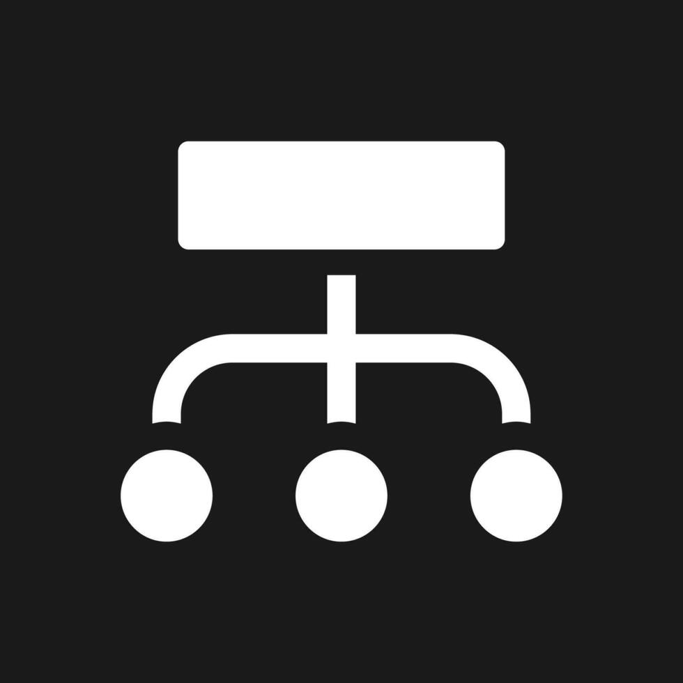 Data structuration process pixel dark mode glyph ui icon. Infographic plan. User interface design. White silhouette symbol on black space. Solid pictogram for web, mobile. Vector isolated illustration