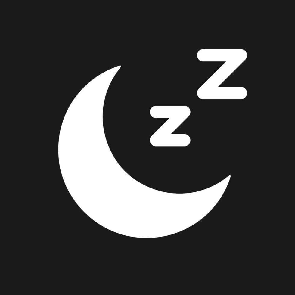 Sleep dark mode glyph ui icon. Sleeping mode. Muted sound. User interface design. White silhouette symbol on black space. Solid pictogram for web, mobile. Vector isolated illustration