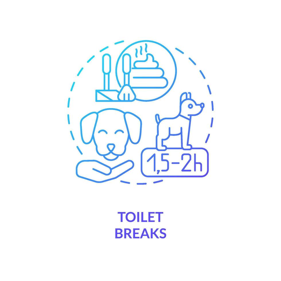 Pets bathrooms breaks while traveling blue gradient concept icon. Provide animal potty time. Toilet schedule abstract idea thin line illustration. Isolated outline drawing vector