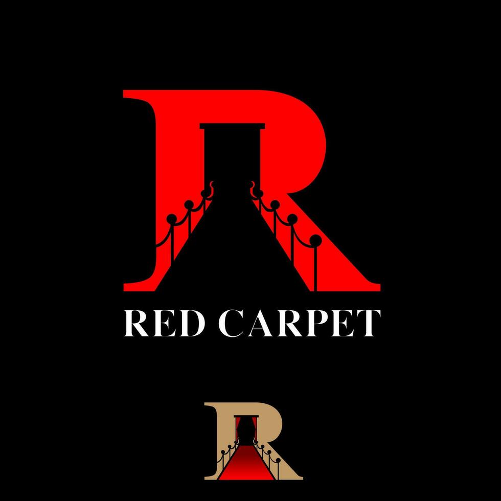 R letter based Red carpet logo symbol concept vector