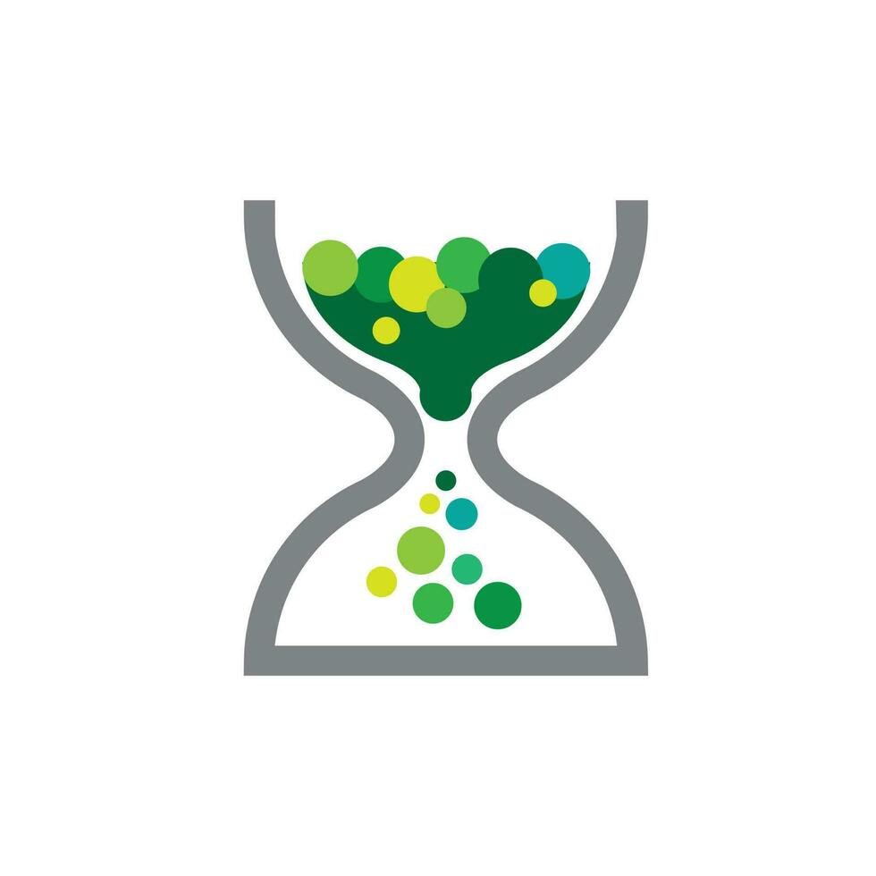 hourglass and bubbles or coins. can be interpreted as savings icon design vector