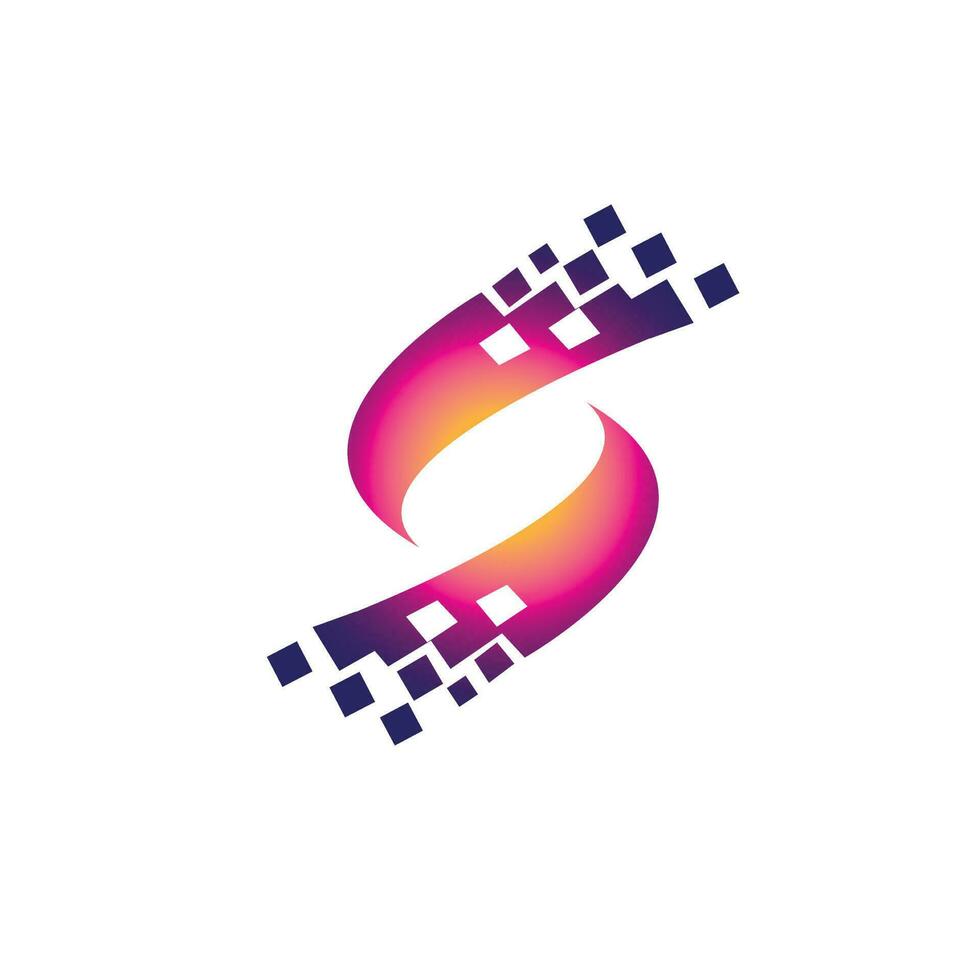S letter based, digital data cyclone logo symbol. vector